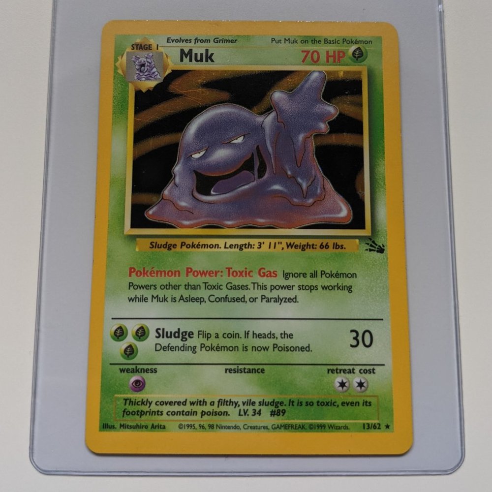 Muk Holo 13/62 Fossil Set Unlimited Rare Pokemon Card WOTC